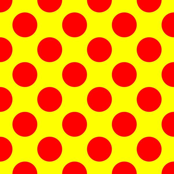 Covered in spots of the same size, like a certain yellow bikini. (P-D)
