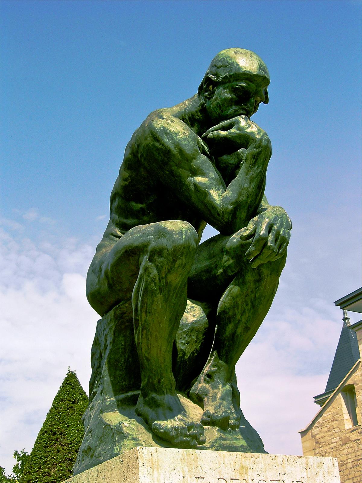 Initially meant to represent a poet, what is the English name of this iconic sculpture by Auguste Rodin?